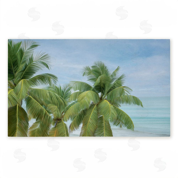 stupell industries Seven Trees Design | Tropical Palms Overlooking Ocean Non-Woven Door Mat