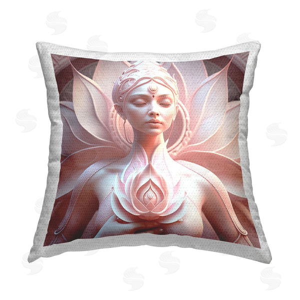 Stupell Industries Shambhala Light Visionary Art | Spiritual Lotus Woman Statue Printed Throw Pillow