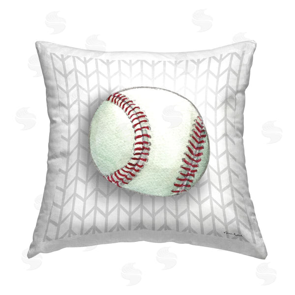 stupell industries Sharon Kuplack | Baseball on Geometric Printed Throw Pillow