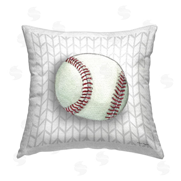 Stupell Industries Sharon Kuplack | Baseball Over Chevron Printed Throw Pillow
