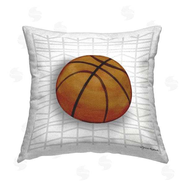 Stupell Industries Sharon Kuplack | Basketball On Geometric Printed Throw Pillow