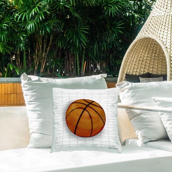 Stupell Industries Sharon Kuplack | Basketball On Geometric Printed Throw Pillow