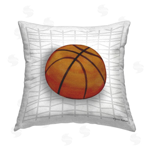 Stupell Industries Sharon Kuplack | Basketball On Geometric Printed Throw Pillow