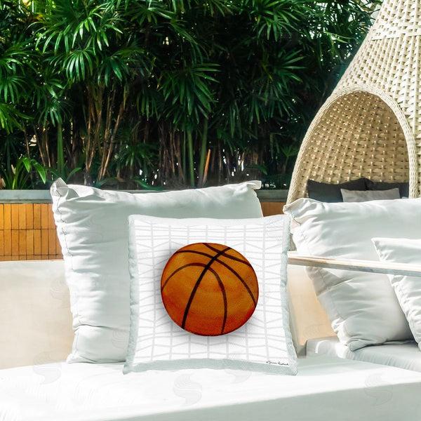 Stupell Industries Sharon Kuplack | Basketball On Geometric Printed Throw Pillow