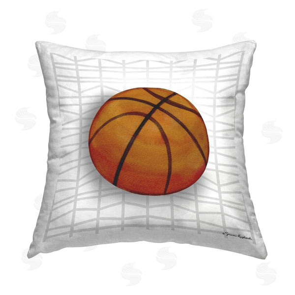 stupell industries Sharon Kuplack | Basketball on Geometric Printed Throw Pillow