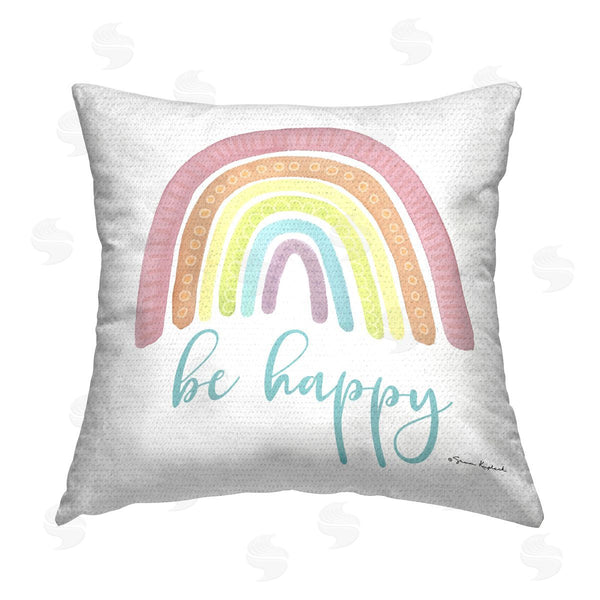 Stupell Industries Sharon Kuplack | Be Happy Rainbow Printed Throw Pillow