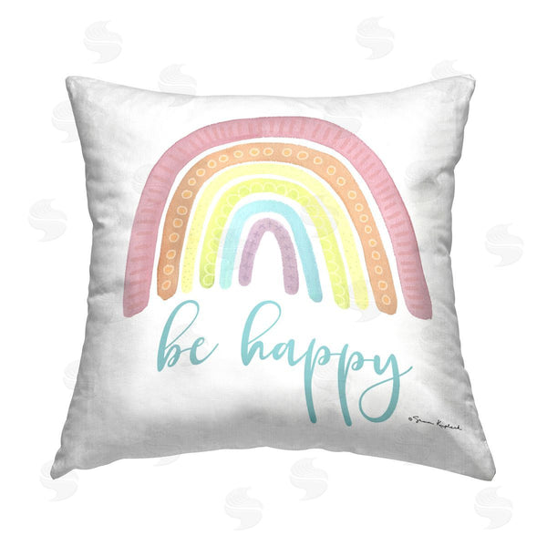 stupell industries Sharon Kuplack | Be Happy Rainbow Printed Throw Pillow