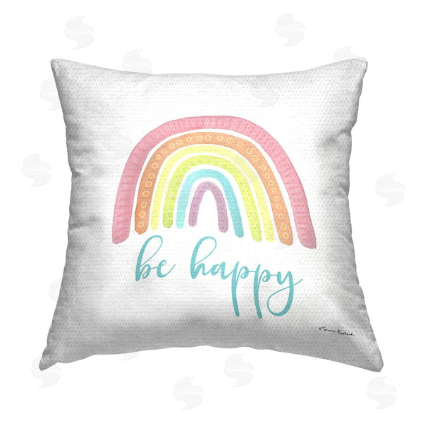 Stupell Industries Sharon Kuplack | Be Happy With Rainbow Printed Throw Pillow