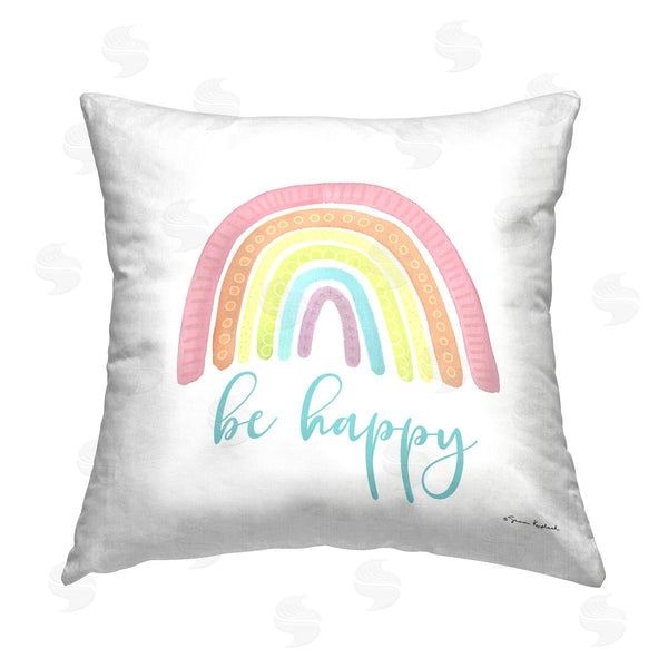 stupell industries Sharon Kuplack | Be Happy with Rainbow Printed Throw Pillow