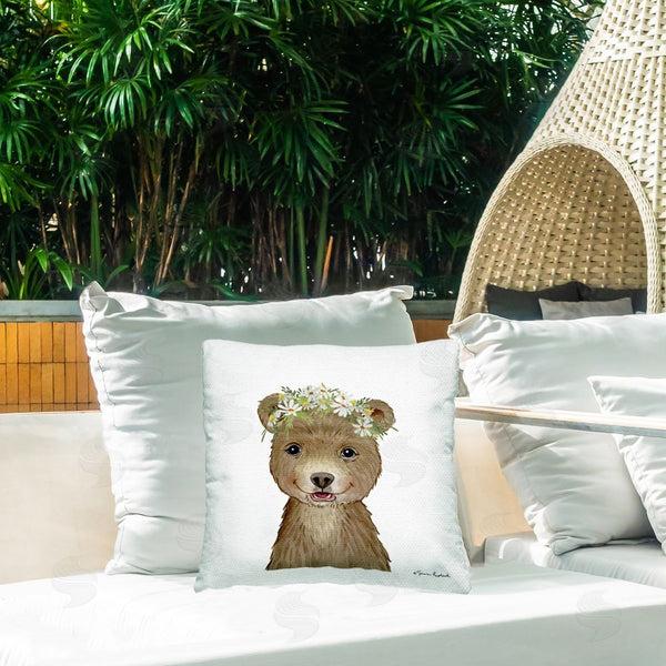 Stupell Industries Sharon Kuplack | Bear & Wildflower Crown Printed Throw Pillow