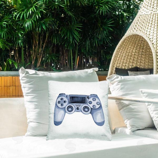 Stupell Industries Sharon Kuplack | Blue Game Controller Printed Throw Pillow