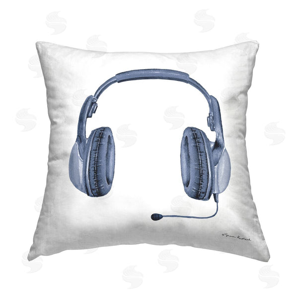 stupell industries Sharon Kuplack | Blue Gaming Headset Printed Throw Pillow
