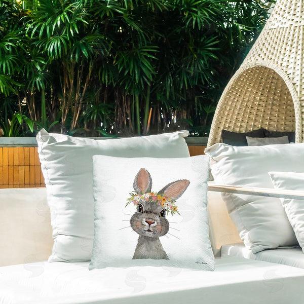 Stupell Industries Sharon Kuplack | Bunny & Wildflower Crown Printed Throw Pillow