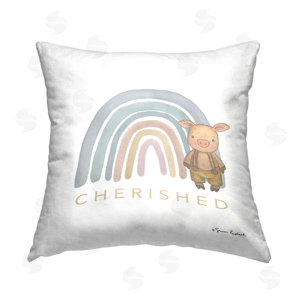 stupell industries Sharon Kuplack | Cherished Pig & Rainbow Printed Throw Pillow