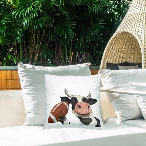 Stupell Industries Sharon Kuplack | Cow Playing Football Printed Throw Pillow