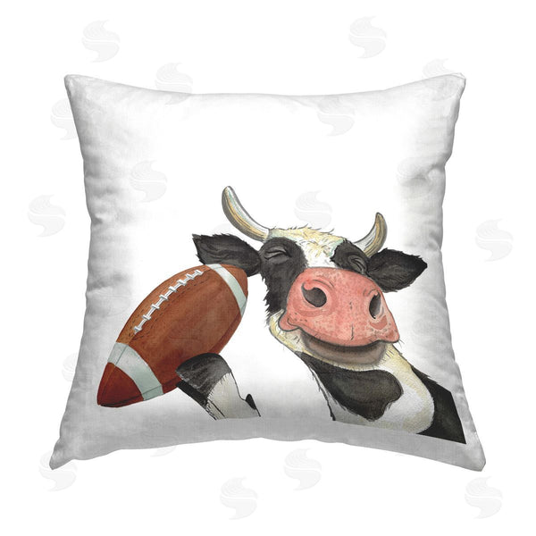 stupell industries Sharon Kuplack | Cow with Football Printed Throw Pillow