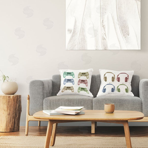 Stupell Industries Sharon Kuplack | Gamer Controllers & Headsets Printed Throw Pillow Set