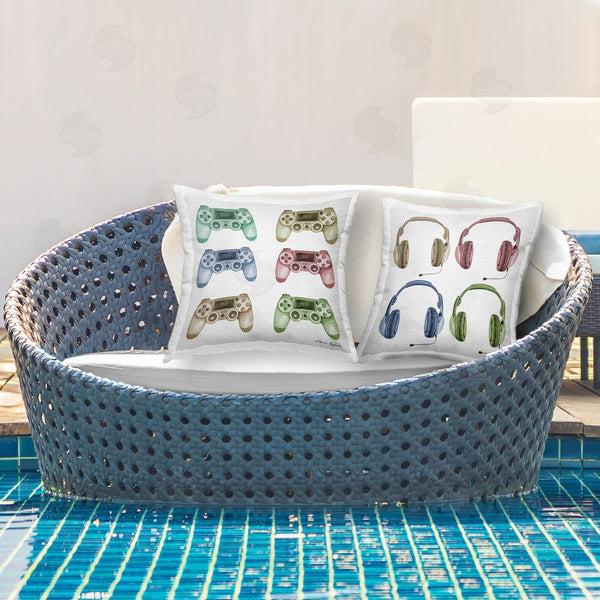 Stupell Industries Sharon Kuplack | Gamer Controllers & Headsets Printed Throw Pillow Set
