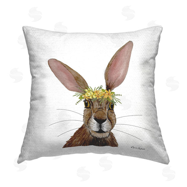 Stupell Industries Sharon Kuplack | Hare With Flower Crown Printed Throw Pillow