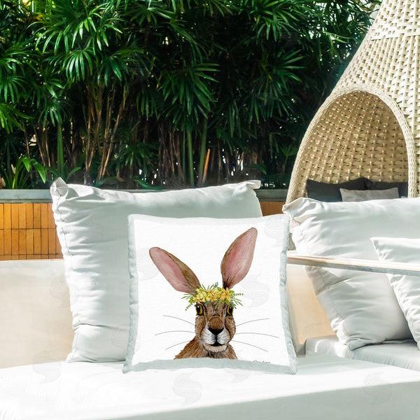 Stupell Industries Sharon Kuplack | Hare With Flower Crown Printed Throw Pillow
