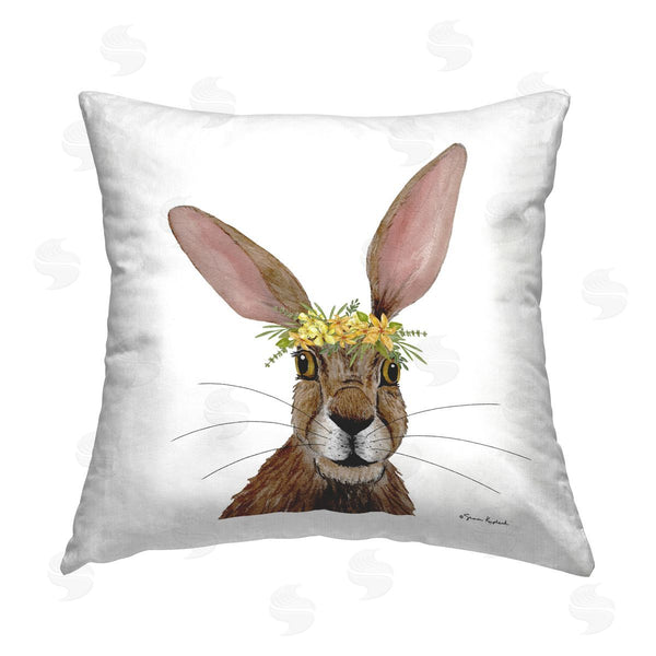 stupell industries Sharon Kuplack | Hare with Flower Crown Printed Throw Pillow