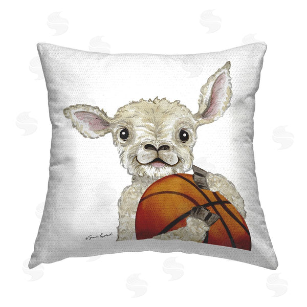 Stupell Industries Sharon Kuplack | Lamb Playing Basketball Printed Throw Pillow