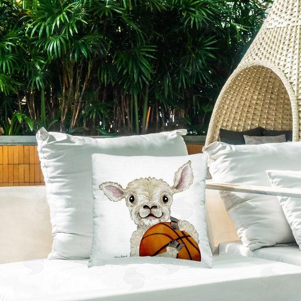 Stupell Industries Sharon Kuplack | Lamb Playing Basketball Printed Throw Pillow