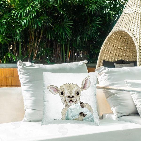 Stupell Industries Sharon Kuplack | Lamb Playing Volleyball Printed Throw Pillow