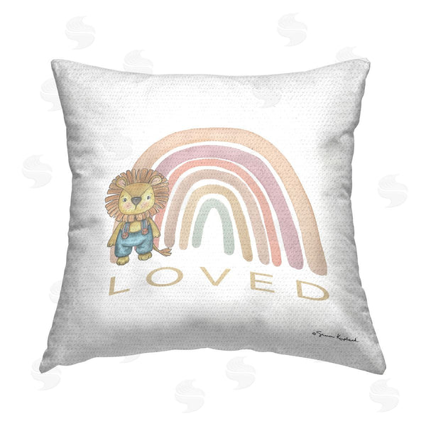 Stupell Industries Sharon Kuplack | Loved Lion & Rainbow Printed Throw Pillow