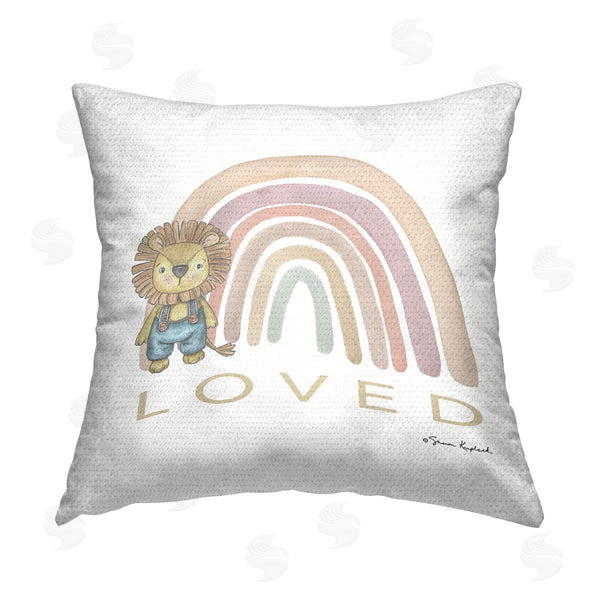 Stupell Industries Sharon Kuplack | Loved Lion & Rainbow Printed Throw Pillow