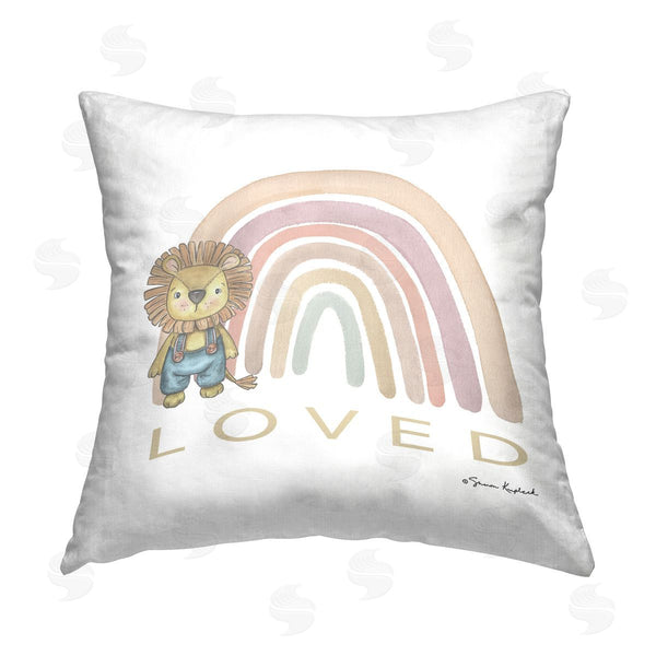 stupell industries Sharon Kuplack | Loved Lion & Rainbow Printed Throw Pillow