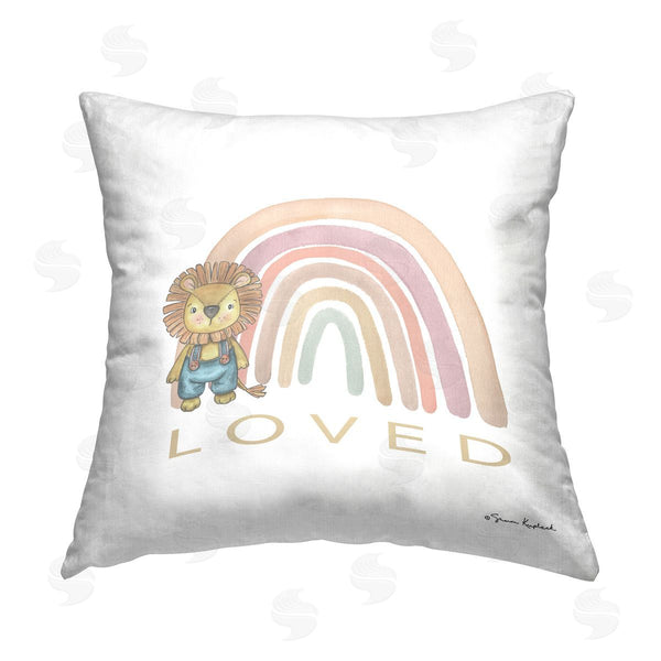 stupell industries Sharon Kuplack | Loved Lion & Rainbow Printed Throw Pillow