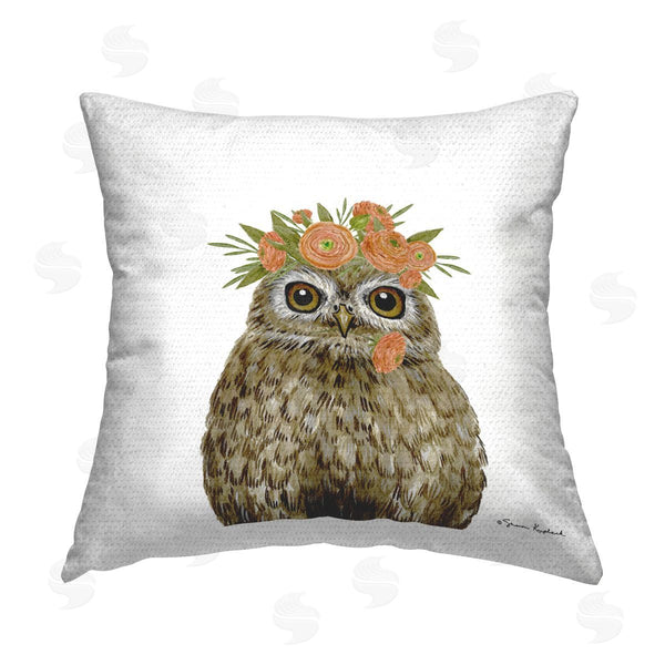 Stupell Industries Sharon Kuplack | Owl & Ranunculus Crown Printed Throw Pillow