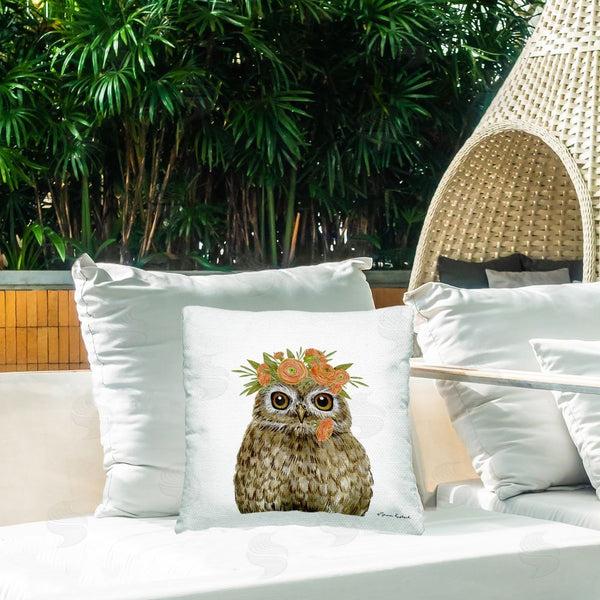 Stupell Industries Sharon Kuplack | Owl & Ranunculus Crown Printed Throw Pillow