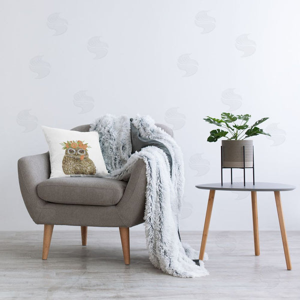 Stupell Industries Sharon Kuplack | Owl & Rose Garland Printed Throw Pillow