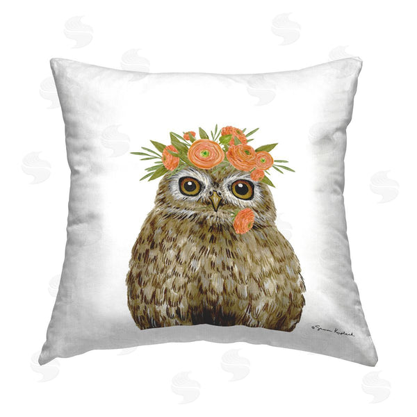 stupell industries Sharon Kuplack | Owl & Rose Garland Printed Throw Pillow
