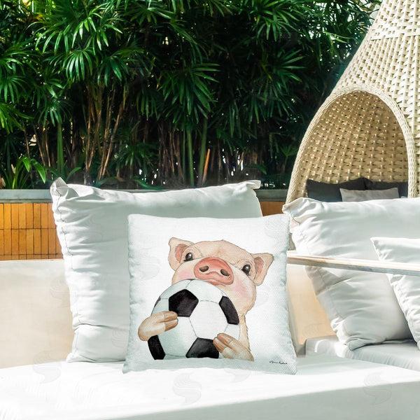 Stupell Industries Sharon Kuplack | Pig & Soccer Ball Printed Throw Pillow