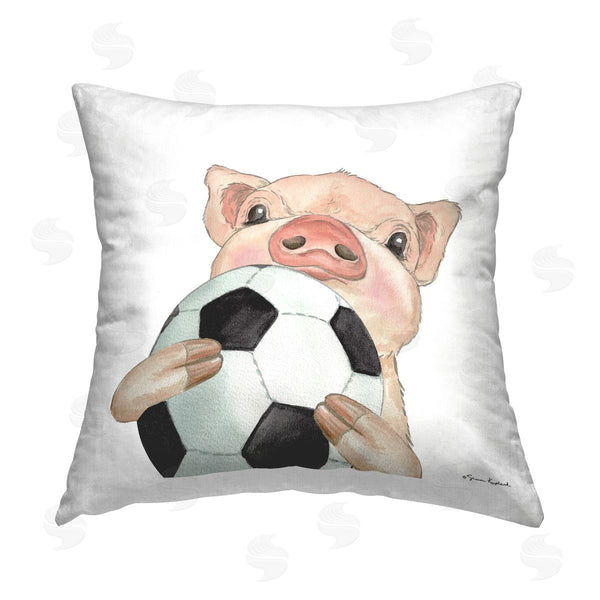 stupell industries Sharon Kuplack | Pig & Soccer Ball Printed Throw Pillow