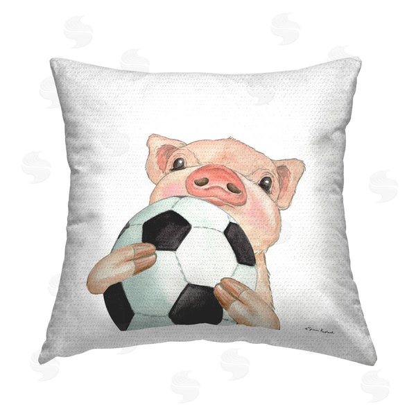 Stupell Industries Sharon Kuplack | Pig With Soccer Ball Printed Throw Pillow