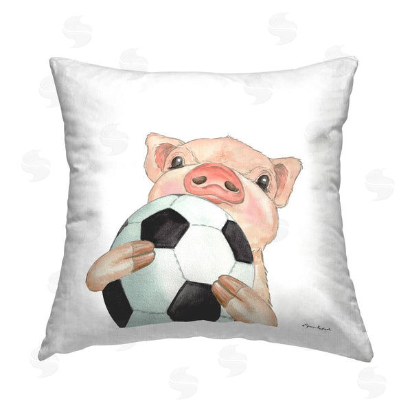 stupell industries Sharon Kuplack | Pig with Soccer Ball Printed Throw Pillow