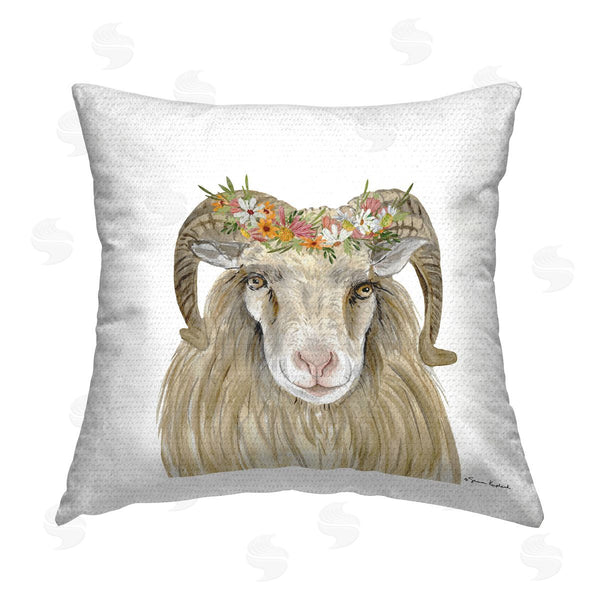 Stupell Industries Sharon Kuplack | Ram & Wildflower Crown Printed Throw Pillow