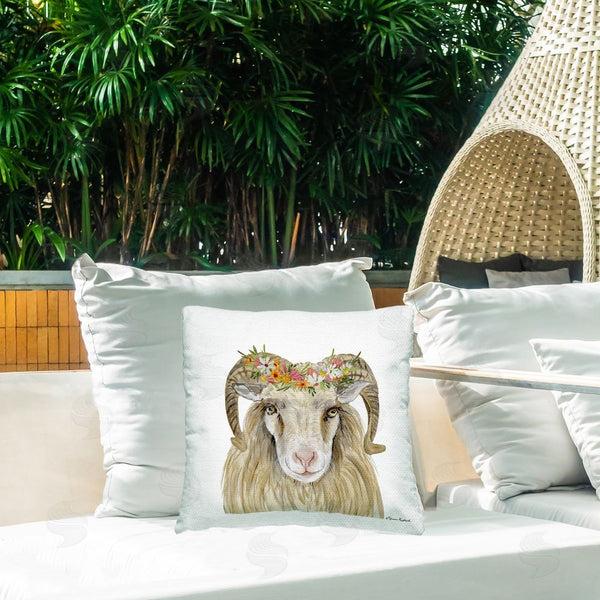 Stupell Industries Sharon Kuplack | Ram & Wildflower Crown Printed Throw Pillow