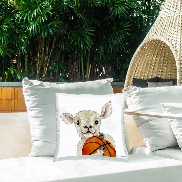 Stupell Industries Sharon Kuplack | Sheep With Basketball Printed Throw Pillow