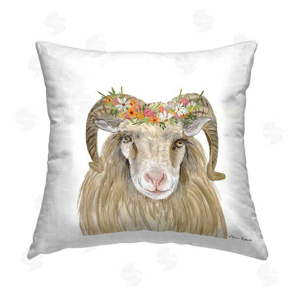 stupell industries Sharon Kuplack | Sheep with Flower Crown Printed Throw Pillow