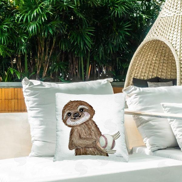 Stupell Industries Sharon Kuplack | Sloth Playing Baseball Printed Throw Pillow