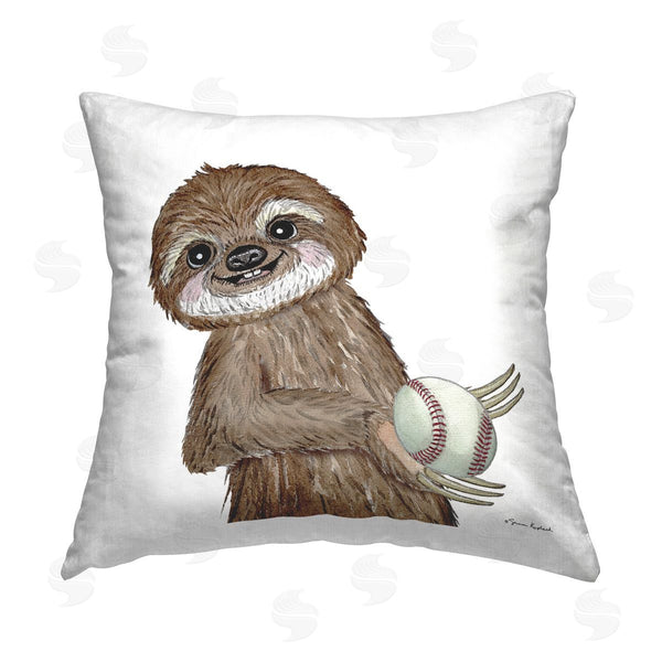 stupell industries Sharon Kuplack | Sloth Playing Baseball Printed Throw Pillow