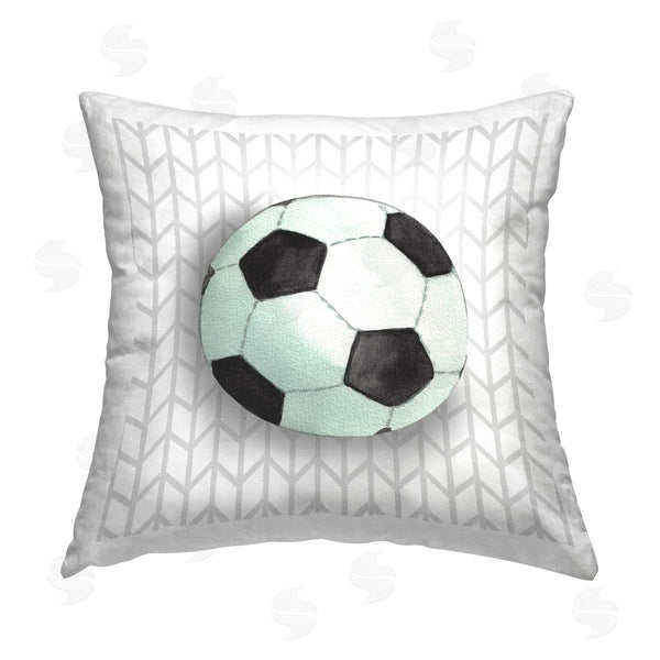 stupell industries Sharon Kuplack | Soccer Ball on Chevron Printed Throw Pillow