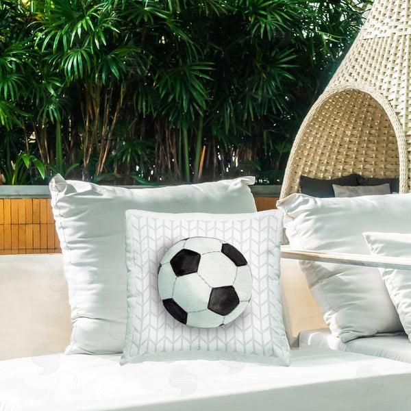 Stupell Industries Sharon Kuplack | Soccer Ball Over Chevron Printed Throw Pillow