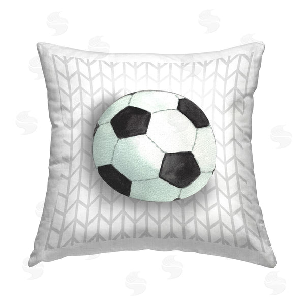 stupell industries Sharon Kuplack | Soccer Ball over Chevron Printed Throw Pillow