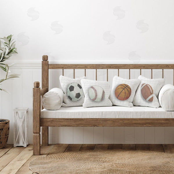 Stupell Industries Sharon Kuplack | Sports Balls On Geometric Printed Throw Pillow Set